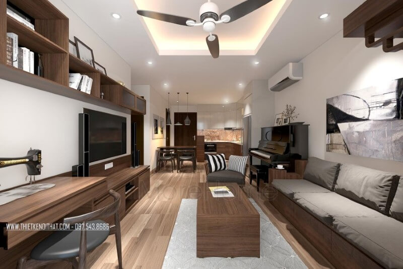 Trang trí phòng khách chung cư đẹp và ấn tượng với tone màu trầm từ nội thất gỗ Theo dõi các mẫu trang trí phòng khách đẹp sang trọng