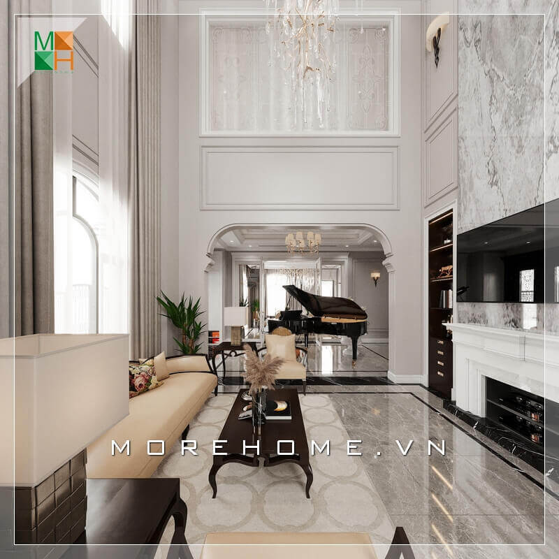 Mẫu thiết kế nội thất không gian phòng khách tân cổ điển sang trọng, cao cấp cho biệt thự, nhà phố, penthouse, chung cư cao cấp. Theo dõi các mẫu trang trí phòng khách đẹp sang trọng