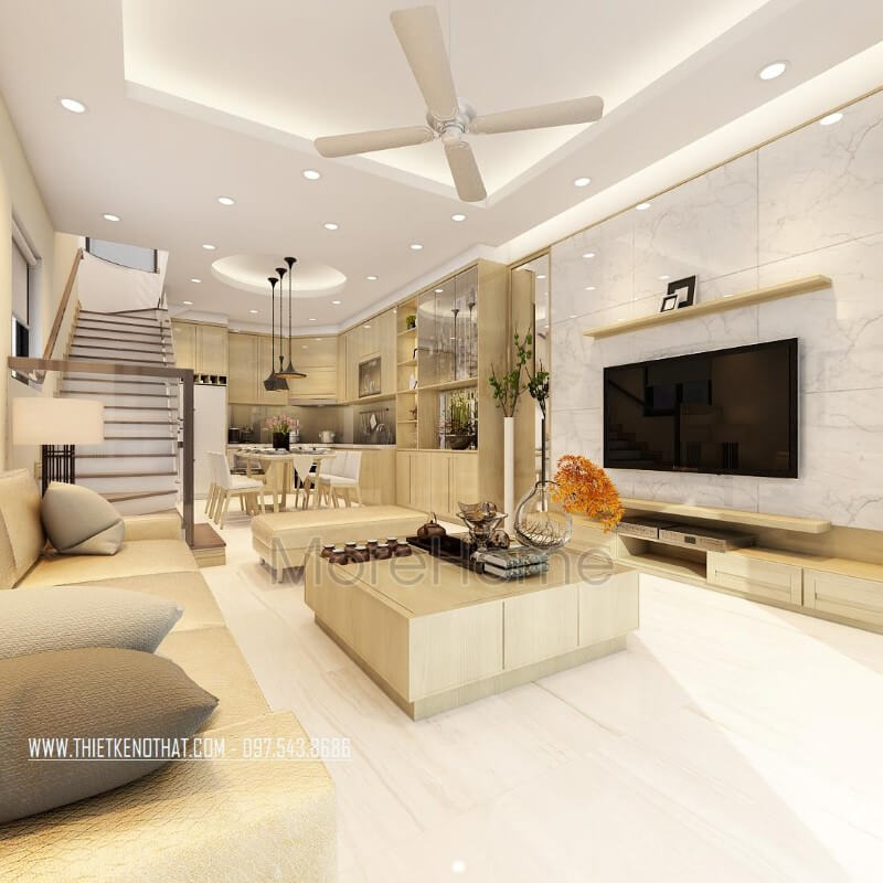 Thiết kế nhà phố phong cách hiện đại với nội thất gỗ đẹpsang trọng Thiết kế nội thất