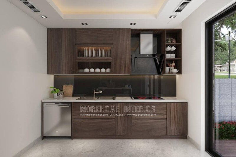 Đá ốp bếp LG màu trắng đẹp, bền cho không gian phòng khách hiện đại. Thiết kế nội thất