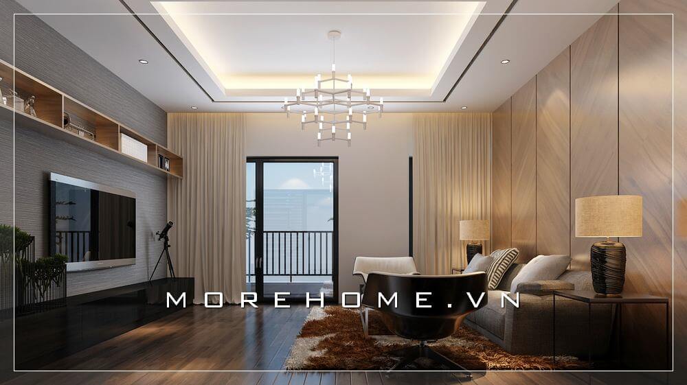 Bố trí nội thất phòng khách hiện đại, đẹp cho phòng khách biệt thự, nhà phố có ban công. Thiết kế nội thất